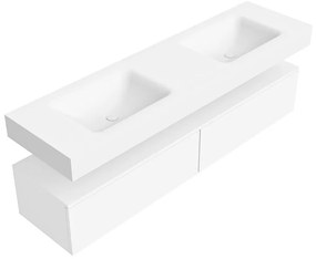 Zaro Alan badmeubel 170cm talc 2 lades met vrijhangende wastafel cloud dubbel 2 kraangaten talc