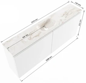 Mondiaz Ture DLux toiletmeubel 120cm linen met wastafel lava midden met kraangat