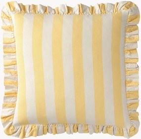 Gestreepte katoenen kussenhoes Erna met franjes