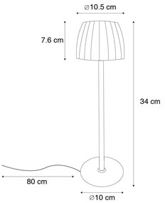 LED Tafellamp brons 3-staps dimbaar in kelvin oplaadbaar - Dolce Modern rond Binnenverlichting Lamp