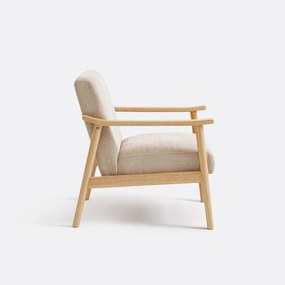 Loungefauteuil in hevea en structuurfluweel, EZRA