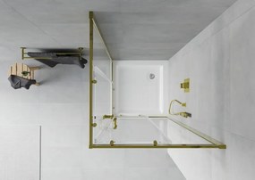 Mexen Rio vierkante douchecabine 80 x 80 cm, transparant, goud + douchebak, wit - 860-080-080-50-00-4510