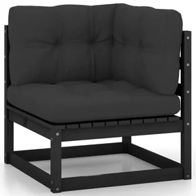 vidaXL 2-delige Loungeset met kussens massief grenenhout zwart