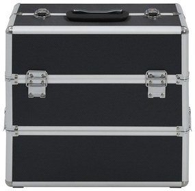 vidaXL Make-up koffer 37x24x35 cm aluminium zwart
