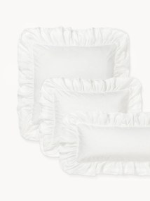 Gewassen katoenen perkal kussensloop Louane met ruches