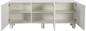 Dressoir Met Grote Ribbels Wit 180 Cm - 180x40x75cm.