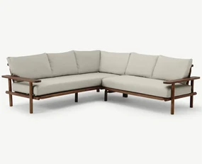 The Outsider Hoek Loungeset - Laruna - Acaciahout - Vintage Bruin / Wit - The Outsider