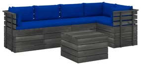 vidaXL 6-delige Loungeset met kussens pallet massief grenenhout