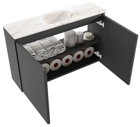 Mondiaz Ture DLux toiletmeubel 80cm dark grey met wastafel frappe midden met kraangat