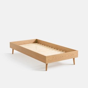 Bed met lattenbodem, van eikenfineer, MIJI