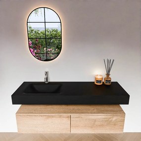 Zaro Alan badmeubel 140cm washed oak 2 lades met vrijhangende wastafel cloud links 1 kraangat urban