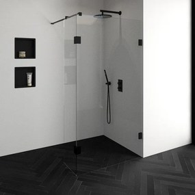 BRAUER Void inloopdouche helder glas 110x200 met 40 zijwand incl. glascoating mat zwart GS-VOI2H11040200MZ