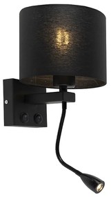 Moderne wandlamp zwart met zwarte kap - Brescia