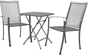 Balero stapelbare balkonset 3-delig strekmetaal 60x60 cm. - Antraciet