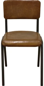 Goossens Eetkamerstoel Chaplin cognac leer leuning, urban industrieel