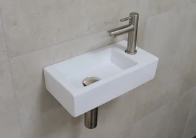 Mueller Mini Rhea 36x18x9 fonteinset met RVS kraan rechts