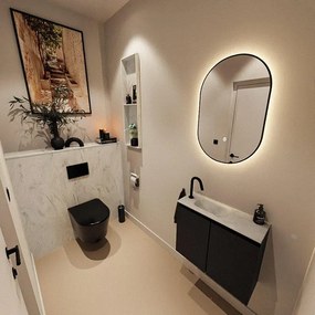 MONDIAZ TURE-DLUX 60cm toiletmeubel Urban. EDEN wastafel Opalo positie links. Met 1 kraangat. TUREDX60URBL1OPA