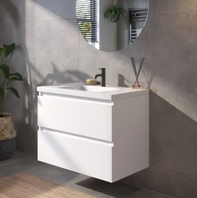 Saqu Gaia badmeubel incl. glans witte wastafel 80x52x64cm glans wit – witte greeplijst