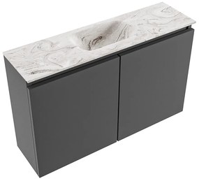 Mondiaz Ture DLux toiletmeubel 80cm dark grey met wastafel glace midden zonder kraangat