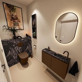 Mondiaz Ture DLux toiletmeubel 80cm rust met wastafel lava rechts met kraangat