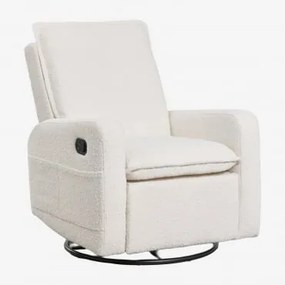 Draaibare En Verstelbare Fauteuil Van Nolon Bouclé Stof Bouclé Wit - Sklum