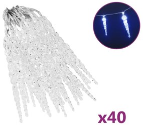 vidaXL Kerstverlichting ijspegel met 40 LED's acryl blauw