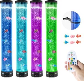 VEVOR Lavalamp met 6 drijvende vissen, 80 cm bubbellamp, 16 kleurveranderende lichteffecten, afstandsbediening, sfeerverlichting, aquariumnachtlampje voor slaapkamer, woonkamer en huisdecoratie