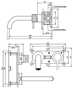 Brauer Chrome Carving inbouw wastafelkraan met gebogen uitloop, lange handgreep en ColdStart chroom rechts