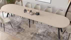 Mazzoni EXPANSO Kasjmier / zwarte poten - OVALE UITSCHUIFTAFEL 160-360 cm VOOR 16-18 PERSONEN