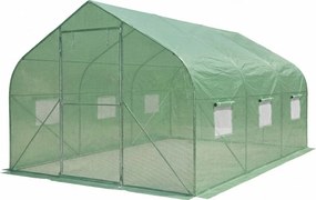 Folie tunnel met metalen frame 3x4,5m Garden Point groen met 2 paar deuren