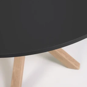 Kave Home Full Argo Ronde Eettafel Modern Zwart Met Eiken - 120 X 120cm.