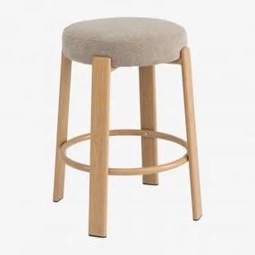 Set Van 2 Hoge Krukken 65 Cm In Chenillestof En Ijzer Jolie Bruin Natuurlijk Hout & Chenille Bruin Wheat - Sklum