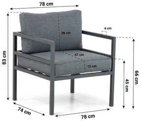 Hoek loungeset 6 personen Aluminium Grijs  Lifestyle Garden Furniture Altino