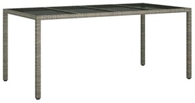 vidaXL Tuintafel 190x90x75 cm gehard glas en poly rattan grijs