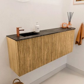 Mondiaz Joya DLux 110cm toiletmeubel ronding rechts oak met wastafel faye links 1 kraangat lava