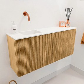 Mondiaz Joya 90cm toiletmeubel oak met wastafel faye links zonder kraangat talc