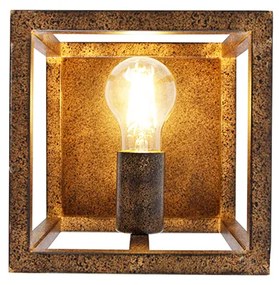 Industriële wandlamp roestbruin - Cage