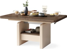 LEXUS verrijdbare koffietafel, met heffunctie, bruin eiken / beige