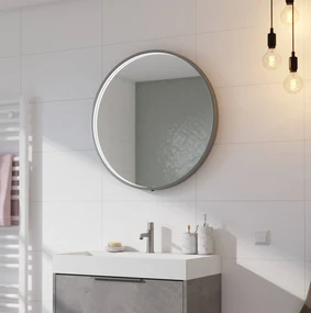 Ben Callisto ronde spiegel met LED verlichting en anti-condens Ø80cm geborsteld RVS