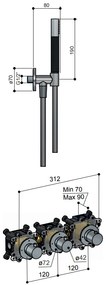 Hotbath Cobber IBS70 inbouwdouche met 15cm plafondbuis en 30cm hoofddouche geborsteld koper PVD