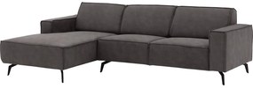 Goossens Hoekbank Hercules donkergrijs, microvezel, 2,5-zits, modern design met chaise longue links