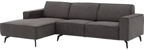 Goossens Hoekbank Hercules donkergrijs, microvezel, 2,5-zits, modern design met chaise longue links