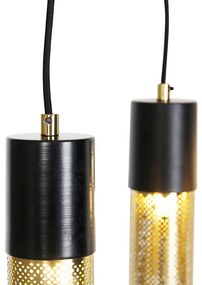 Eettafel / Eetkamer Industriële hanglamp zwart met goud 10-lichts - Raspi Industriele / Industrie / Industrial E27 Binnenverlichting Lamp
