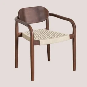 Eetkamerstoel Met Armleuningen In Vintage Naele Hout Donker Hout - Beige – Crème - Sklum