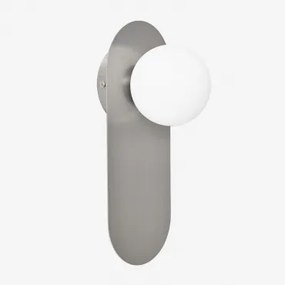 Badkamerwandlamp In Roestvrij Staal En Nacariel-glas Grijs – Chroom & ↑30 Cm - Sklum