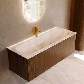 Mondiaz Kurve-dlux 120cm badmeubel dusk met 1 lade en wastafel big large midden 1 kraangat frappe