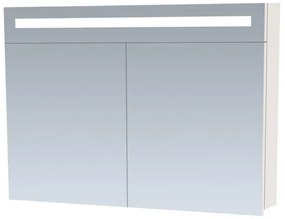 BRAUER 2.0 Spiegelkast - 100x70x15cm - verlichting geintegreerd - 2 links- en rechtsdraaiende spiegeldeuren - MDF - hoogglans wit 7209