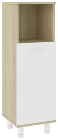 vidaXL Badkamerkast 30x30x95 cm spaanplaat wit en sonoma eikenkleurig
