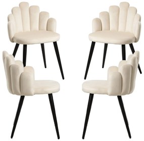 Set van 4 Hand stoelen met zwarte fluwelen poten