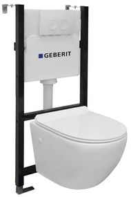 Nemo Go Aquaflow toiletset Spoelrandloos bestaande uit Geberit inbouwreservoir, met softclose toiletzitting quick release en bedieningsplaat wit 080051